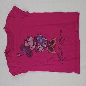 Disney Store Girls Minnie Mouse T-shirt Size XS(4) Sparkly Pink